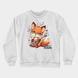 Fantastic Fridays: Kawaii Fox with Guitar Crewneck Sweatshirt